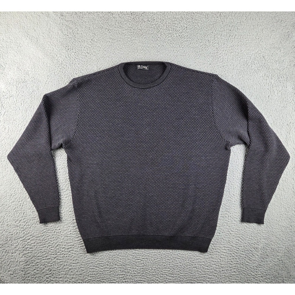 St. Croix‎ Pullover Sweatshirt Mens 2XL Dark Gray Made In USA Honeycomb Knit